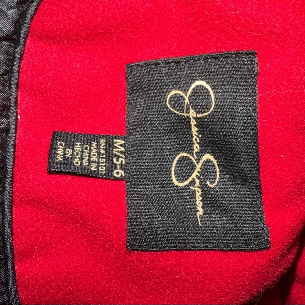 Jessica Simpson Red Hooded Double-Breasted Pea Coat